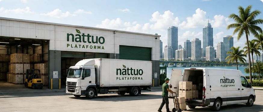 Nattuo warehouse and trucks in Miami
